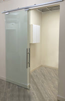 ISLSIDEM120BL Puerta corrediza de vidrio simple con suspensión lateral, color negro mate