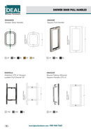 IGH6X6DCMCP/BN/BM/BG/GP/PN Manija para puerta de ducha CTC Mango en D de 6"