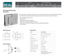 IHHGG222NHBS/BL Non-Hold Open Hydraulic Hinges Glass To Glass 180 Deg.  Pair SS316