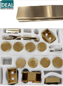 ISLCAMB73BG Sistema deslizante de derivación de puerta doble con borde dorado cepillado para vidrio de 10 mm