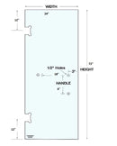 ISD2472H3 Shower Door 24"x72" With 3 Holes Tempered