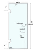 ISD2672H2 Shower Door 26"x 72" With 2 Holes Tempered