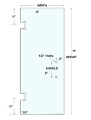 ISD2684H2 Shower Door 26"x 84" With 2 Holes Tempered
