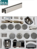 ISLCAMB73PS Sistema deslizante de puerta doble con borde de acero inoxidable polaco para vidrio de 10 mm