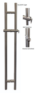 IGHLP60X60BS Manija estilo escalera general de 60" de acero inoxidable cepillado con cilindro de cerradura americana