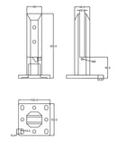 ISQLGSPGSM82205S/BL Large Square Surface Mount Spigot 8" With Cover SS2205 For 3/8"-1/2" Glass