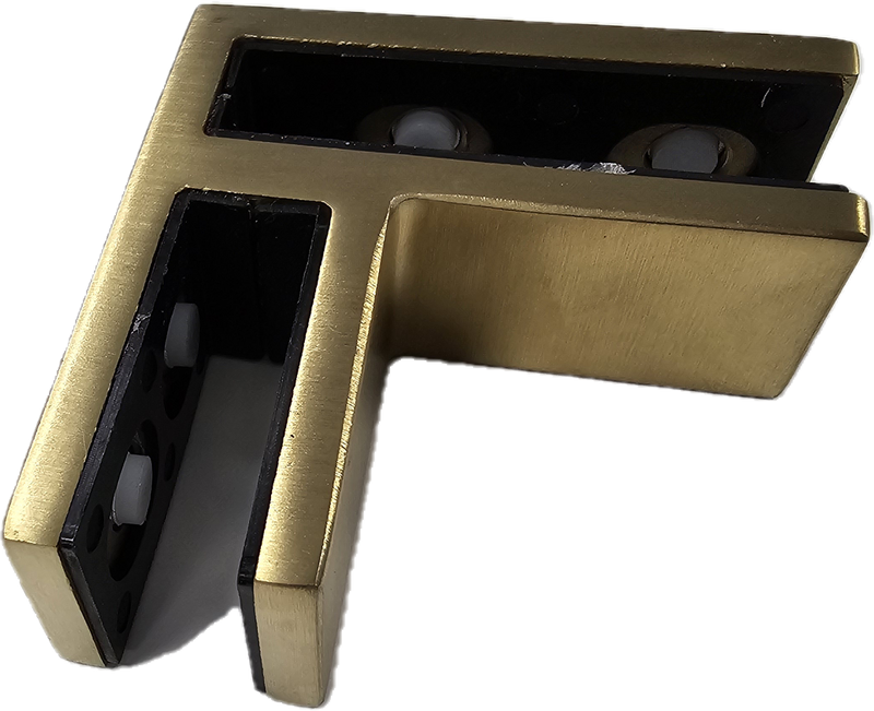 ISSPFEB90BG Brushed Gold 90-Degree Slim Glass Clamp For 3/8"-1/2" Glass SS316