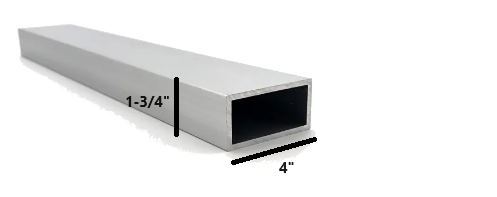 IGALU1344SA/BL Barra rectangular de aluminio hueca 1-3/4" x 4" 19 pies