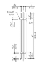 IGHL5548X48BL Tirador de escalera con bloqueo general de 60" de acero inoxidable negro mate CTC 48"