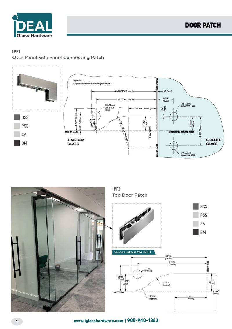 IPF3BS/PS/BL/SA Ideal Bottom Door Patch Fitting