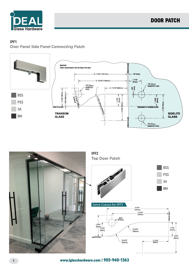 IPF1BS/PS/BL/SA Parche de conexión ideal para panel lateral sobre panel