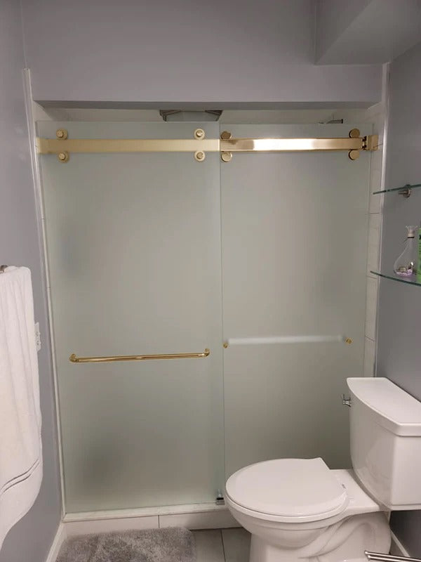 ISLCAMB73BG	Brushed Gold Edge Double Door Bypass Sliding System For 10mm Glass