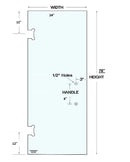 ISD2478H2 Shower Door 24"x 78" With 2 Holes Tempered