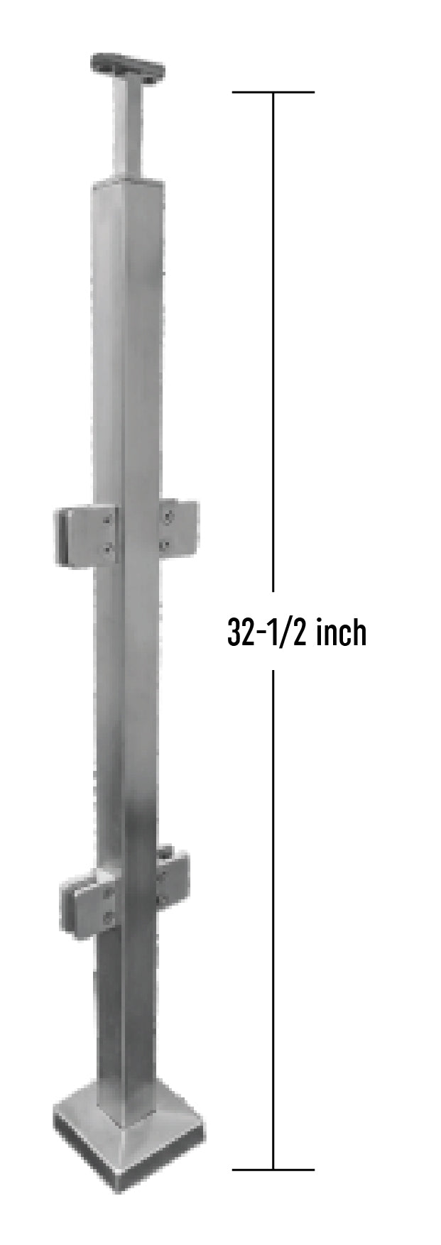 IPSQ40S36L316 Square Stainless Steel Post Inline 36" SS316