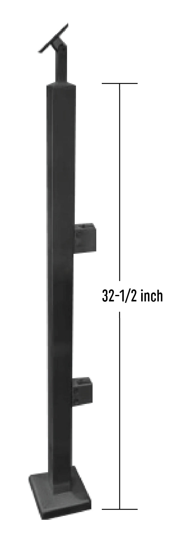 IPSQ40S36E316BL Black Square Stainless Steel Post End 36" SS316