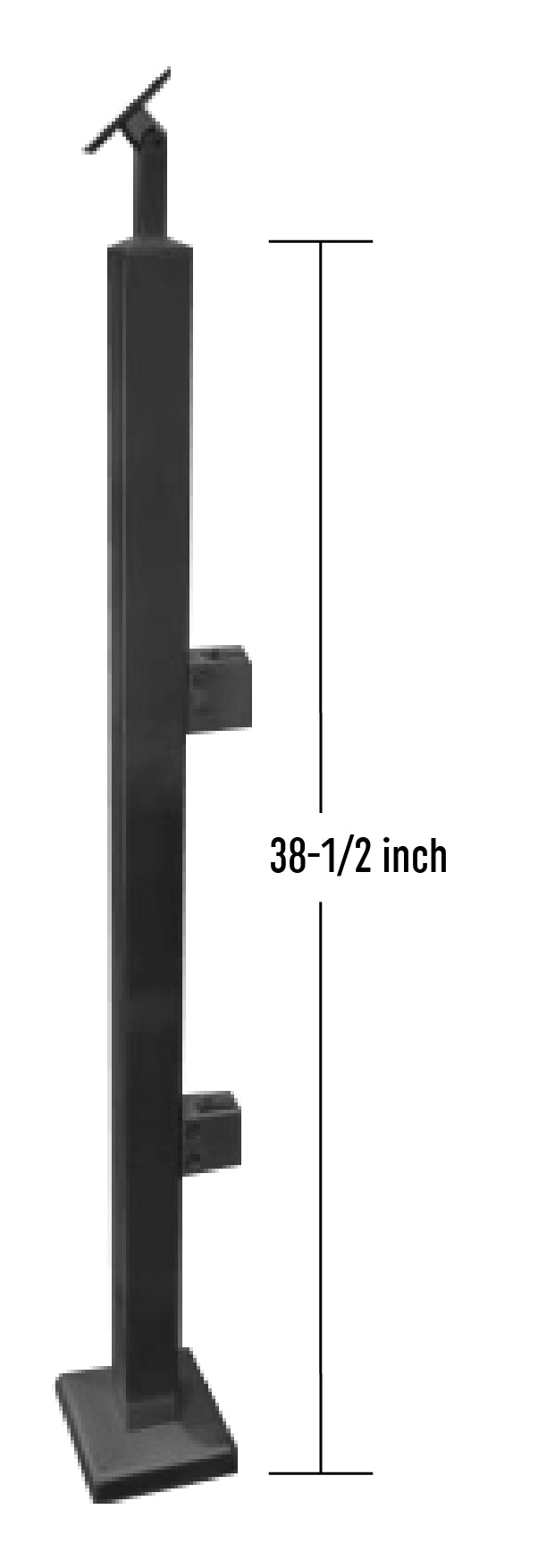 IPSQ40S42E316BL Black Square Stainless Steel Post End Height- 42" SS316