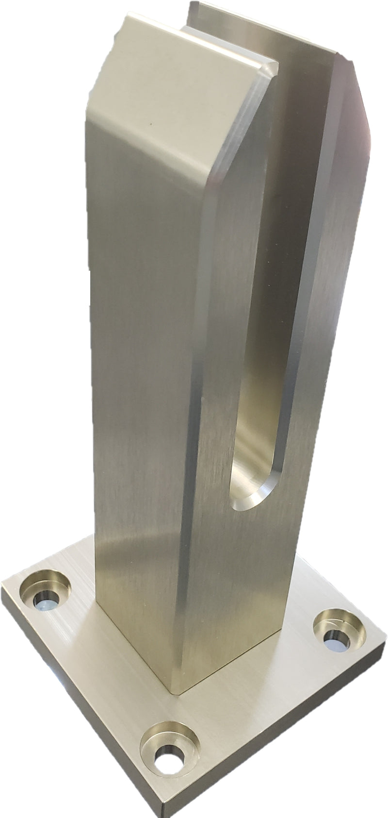 ISQSPGALUBS  Brushed Aluminum 8" Square Surface Mount Spigot For 3/8"-1/2" Glass
