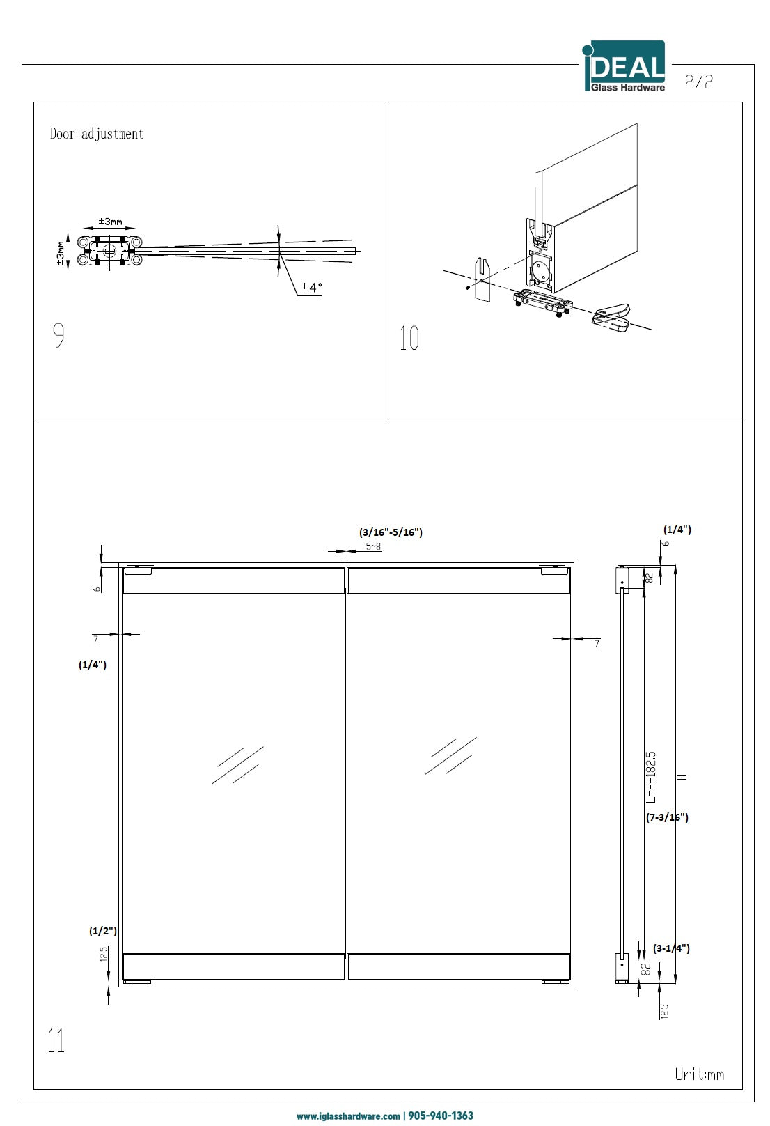 IDR100PSS Polish Stainless Bottom Hydraulic Glass Door Rail 4