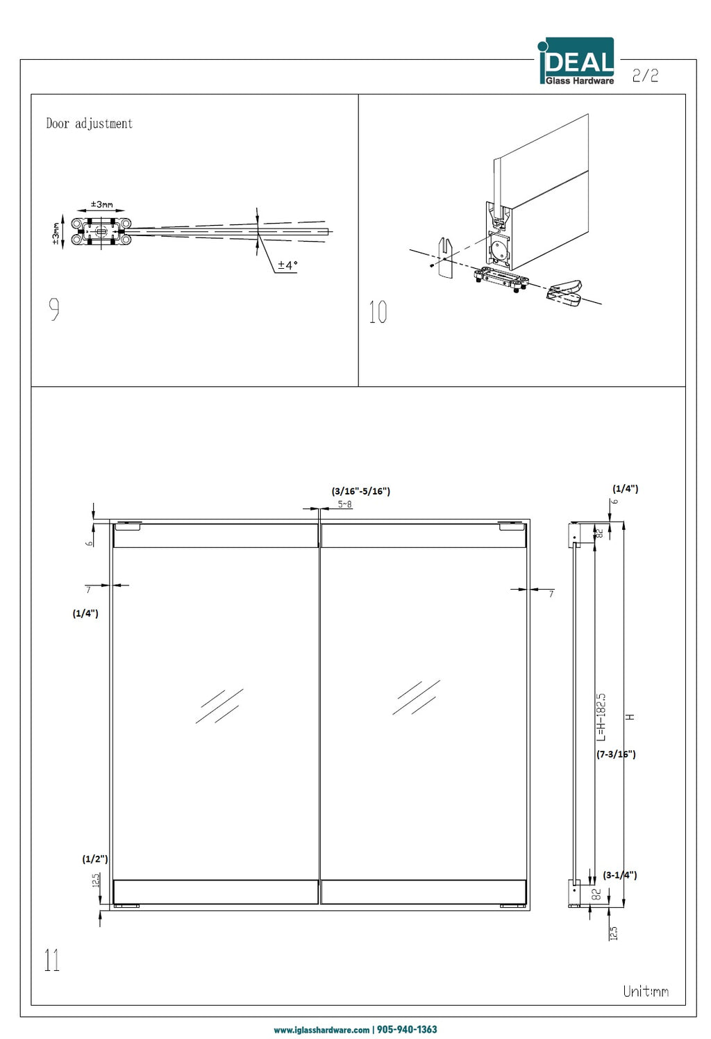 Lock Rail Door IDR100LOCKBL Black Bottom Hydraulic Glass Door Rail 4