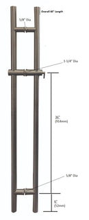 IGHLP60X60BS Manija estilo escalera general de 60" de acero inoxidable cepillado con cilindro de cerradura americana