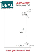 IGHL5560X60BS Manija estilo escalera general de 59-1/16" de acero inoxidable cepillado con cerradura