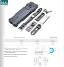 IGODC9160 Cierrapuertas superior oculto para servicio mediano, retención de 90º abierta, 3/4" con clips de montaje