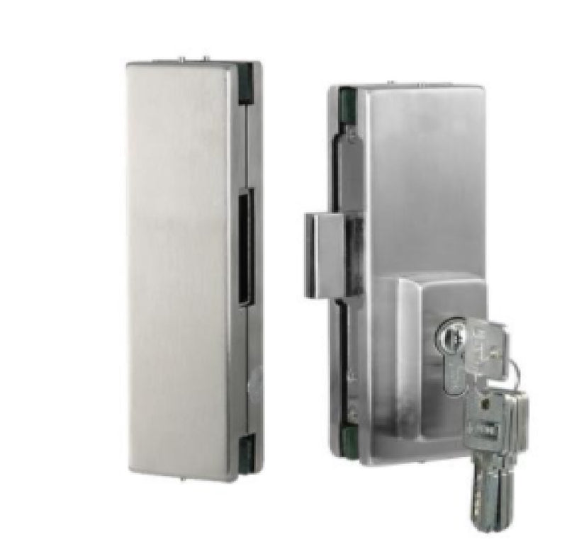 IPL2A2BPS 抛光不锈钢中心贴片锁，适用于玻璃 10-12 毫米