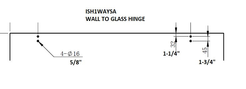 ISH1WAYSA/BL Bisagra de aluminio para puerta de pared a vidrio