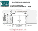 ISH222EDBM/CP/BN/BG/PN Black Glass to Glass 180 Degree Hinge