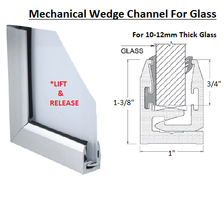 IGLPR33SA Satin Anodized Mechanical Wedge Channel 10ft For Glass 10-12mm