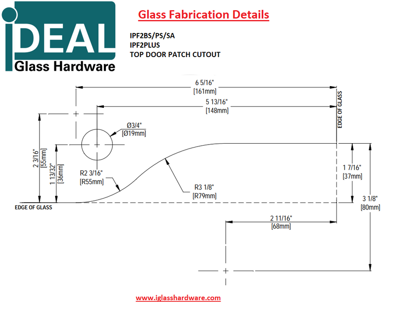 IPF2BS/PS/BL/SA Accesorio de parche de puerta superior ideal para vidrio de 10 mm a 12 mm